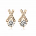 Boucles d'oreilles oxyde de zirconium croix doré