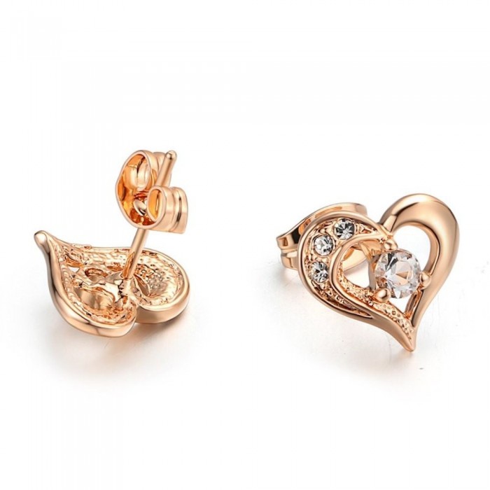 Boucles d'oreilles petits coeur oxyde de zirconium doré rose