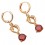 Boucles d'oreilles 2 dauphins oxyde de zirconium doré Couleur Rouge