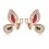 Boucles d'oreilles papillon de profil oxyde de zirconium doré rose Couleur Multicolore