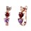Boucles d'oreilles trois cœurs oxyde de zirconium doré rose Couleur Multicolore
