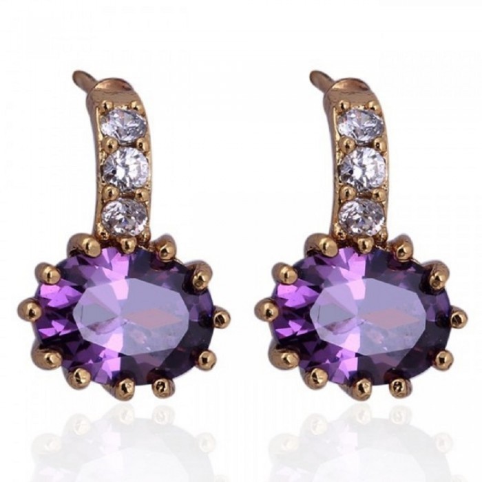 Boucles d'oreilles élégantes oxyde de zirconium doré