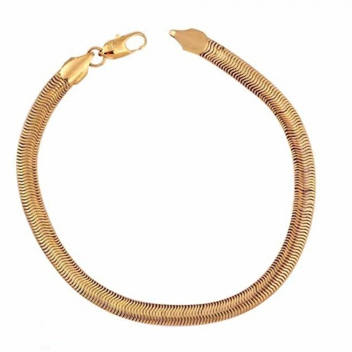 Bracelet maille plate serpent doré