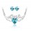 Parure bijoux coeur love strass aile d'ange argentée Couleur Bleu turquoise