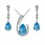 Parure bijoux collier boucles d'oreilles goutte d'eau argentée Couleur Bleu turquoise