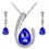 Parure bijoux collier boucles d'oreilles goutte d'eau argentée Couleur Bleu roi