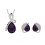 Parure bijoux collier goutte boucles d'oreilles feuille argentée Couleur Violet