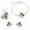 Parure bijoux collier boucles d'oreilles bracelet trèfle argentée Couleur Vert
