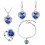 Parure bijoux coeur de l'océan collier boucles d'oreilles bracelet et bague réglable argentée Couleur Bleu roi