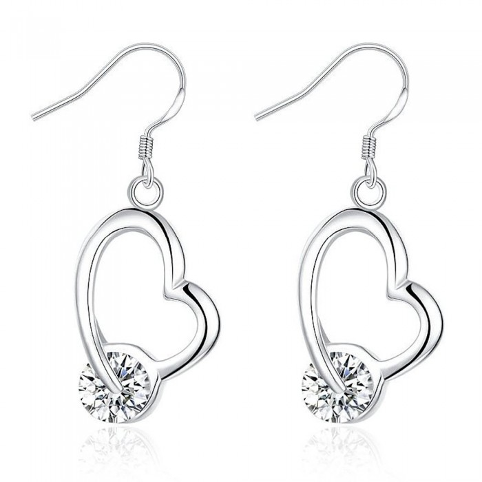 Boucles d'oreilles coeur oxyde de zirconium argenté