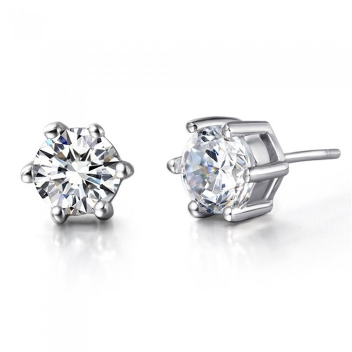 Boucles d'oreilles puces clou oxyde de zirconium argenté