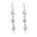 Boucles d'oreilles tombantes cubes oxyde de zirconium argenté