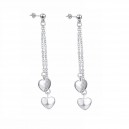 Boucles d'oreilles coeurs tombants argenté