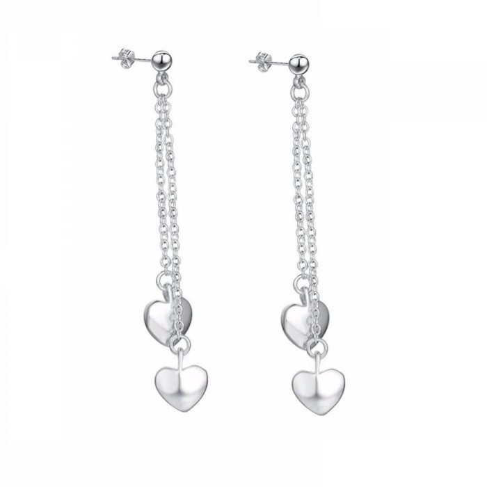 Boucles d'oreilles coeurs tombants argenté