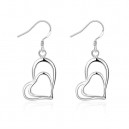 Boucles d'oreilles argentées double coeurs