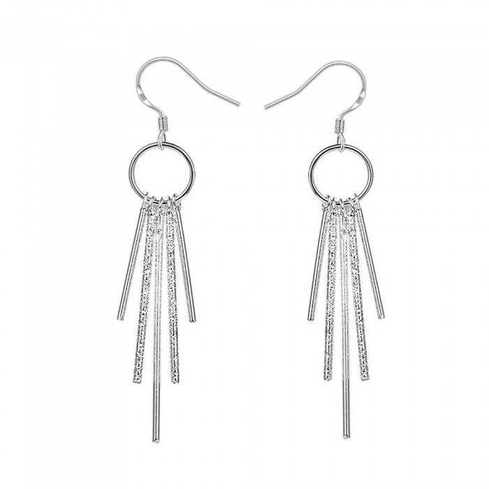Boucles d'oreilles cercle tombantes argenté