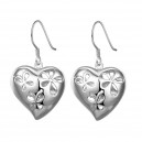 Boucles d'oreilles papillons et coeurs ciselés argenté
