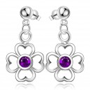 Boucles d'oreilles fleurs oxyde de zirconiums violet argenté