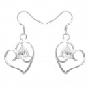 Boucles d'oreilles coeurs ajouré oxyde de zirconium argenté