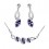 Parure bijoux spirale de strass boucles d'oreilles pendantes argentée Couleur Violet