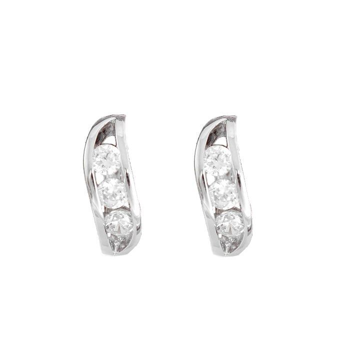 Boucles d'oreilles anneaux suite de 3 oxyde de zirconium argenté