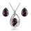 Parure bijoux goutte boucles d'oreilles goutte ovale argentée Couleur Violet