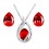 Parure bijoux goutte boucles d'oreilles goutte ovale argentée Couleur Rouge