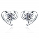 Boucles d'oreilles petits coeur oxyde de zirconium argenté