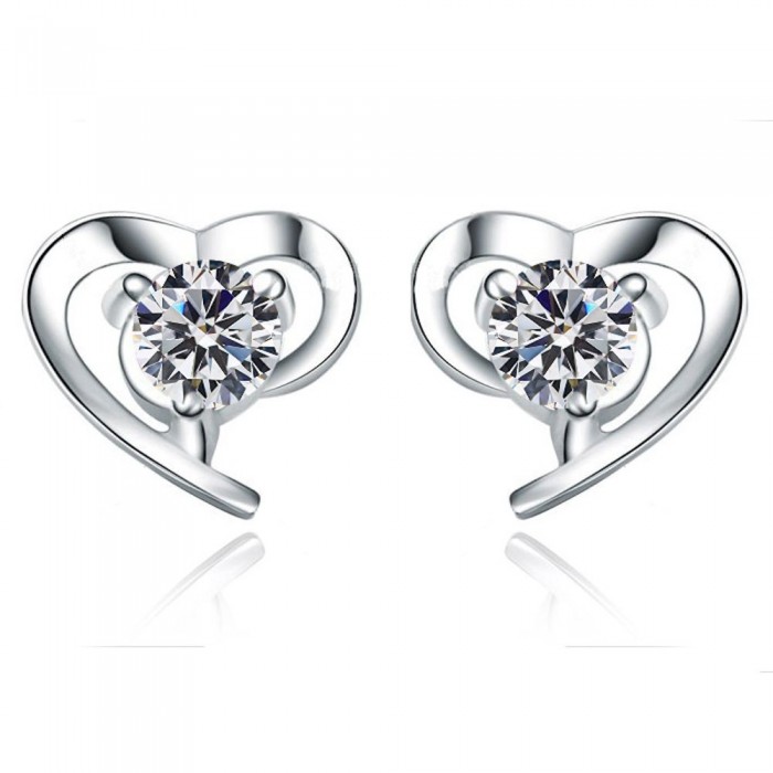 Boucles d'oreilles petits coeur oxyde de zirconium argenté