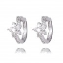 Boucles d'oreilles fleur anneaux oxyde de zirconium argenté