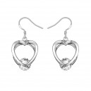 Boucles d'oreilles coeurs ajouré contenant un oxyde de zirconium argenté