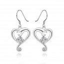 Boucles d'oreilles coeurs spirale oxyde de zirconium argenté