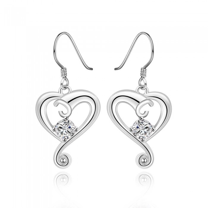 Boucles d'oreilles coeurs spirale oxyde de zirconium argenté