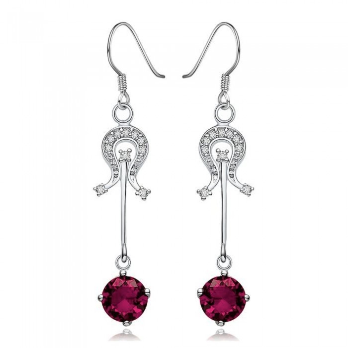 Boucles d'oreilles fer à cheval pendentif oxyde de zirconium argenté