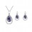 Parure bijoux cercle ovale goutte d'eau argentée Couleur Violet