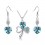 Parure bijoux trèfle et boucles d'oreilles coeur argentée Couleur Bleu turquoise