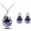 Parure bijoux goutte d'eau argentée Couleur Violet