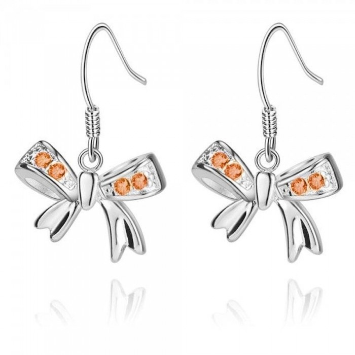 Boucles d'oreilles noeud ruban oxyde de zirconium argenté