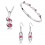 Parure bijoux strass pendant collier boucles d'oreilles bracelet argentée Couleur Rose