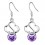 Boucles d'oreilles trèfle à 4 feuilles oxyde de zirconium argenté Couleur Violet