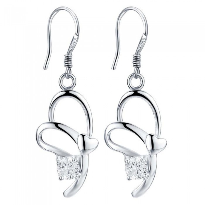 Boucles d'oreilles oxyde de zirconium coeur argenté