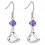 Boucles d'oreilles pendentif coeur losange oxyde de zirconium argenté Couleur Violet