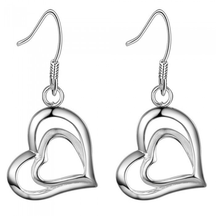 Boucles d'oreilles 2 coeurs ajourés argenté