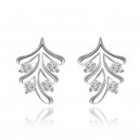 Boucles d'oreilles feuille oxyde de zirconium argenté