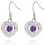 Boucles d'oreilles coeur ajouré oxyde de zirconium central argenté Couleur Violet