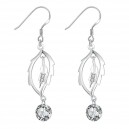 Boucles d'oreilles feuille d'amour oxyde de zirconium argenté