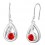 Boucles d'oreilles oxyde de zirconium goutte argenté Couleur Rouge