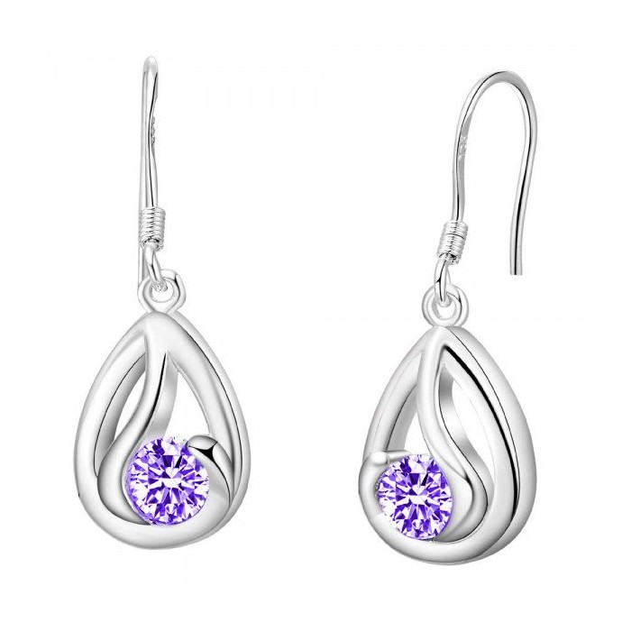 Boucles d'oreilles oxyde de zirconium goutte argenté