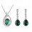 Parure bijoux goutte boucles d'oreilles pendantes argentée Couleur Vert