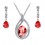 Parure bijoux goutte boucles d'oreilles pendantes argentée Couleur Rouge